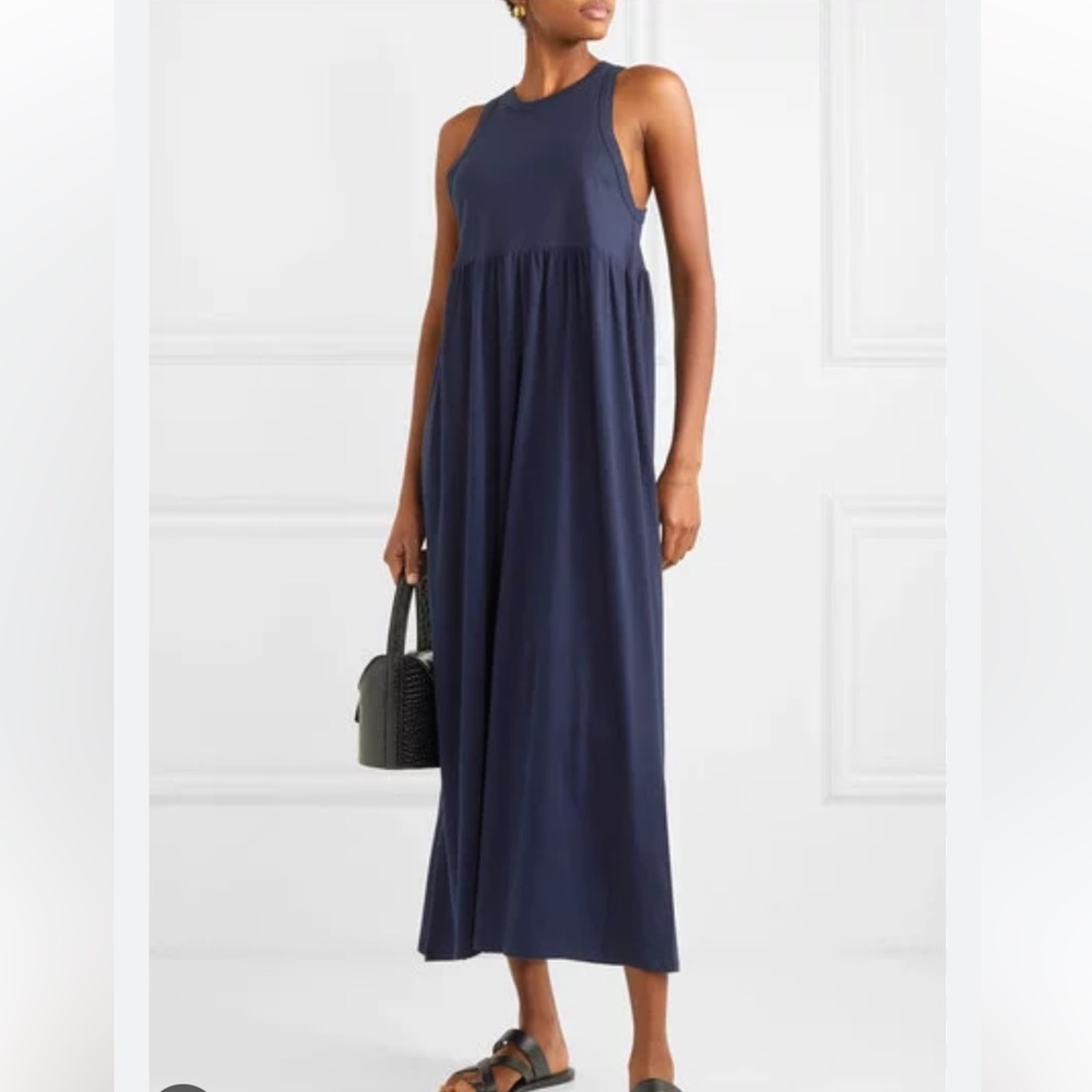 Ninety Percent Organic Cotton Sleeveless Maxi Dress, Navy Blue, Size M